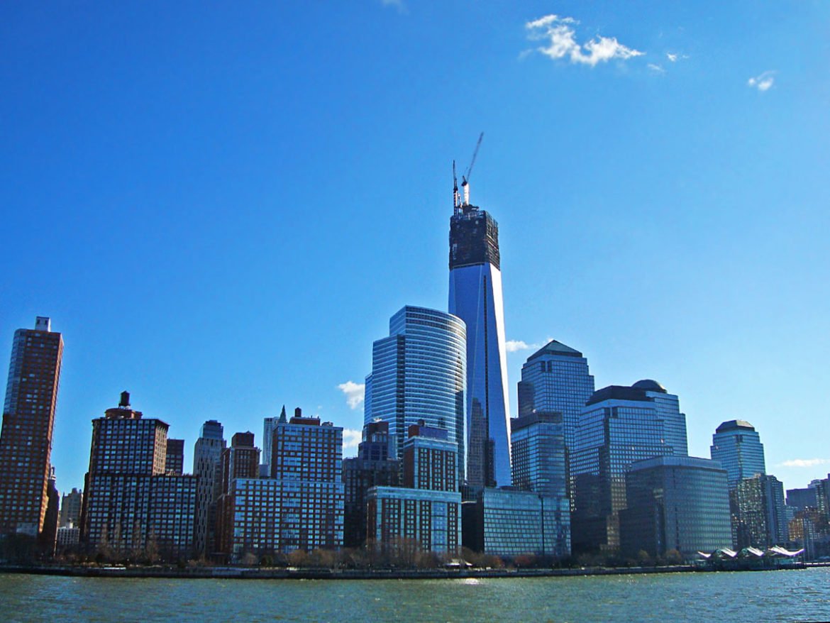 New York dalla barca-grattacieli New York-Grande Mela-Stati Uniti-New York-America-USA